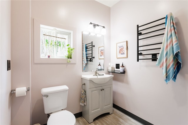 3839 Thompson Ave, Castile, NY 14549 - bathroom featuring vanity, a towel warmer, and wood finished floors