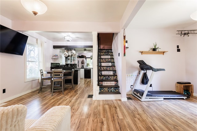 3839 Thompson Ave, Castile, NY 14549 - workout area featuring wood finished floors and baseboards