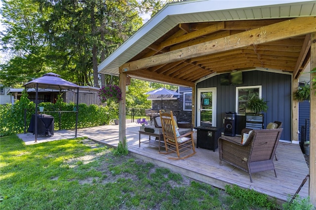 3839 Thompson Ave, Castile, NY 14549 - view of patio with a gazebo, a deck, and a grill
