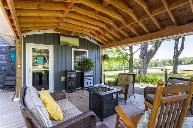 3839 Thompson Ave, Castile, NY 14549 - view of patio with an outdoor fire pit