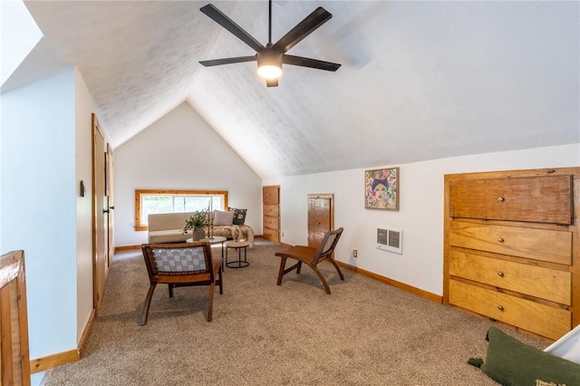 234 Depew St, Rochester, NY 14611 - sitting room with light carpet, vaulted ceiling, and ceiling fan