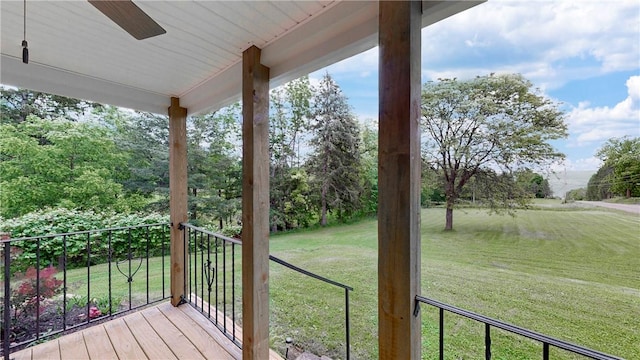 3228 County Road 28, Reading, NY 14891 - deck with a lawn and ceiling fan