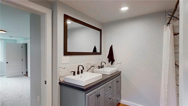 3228 County Road 28, Reading, NY 14891 - full bathroom featuring double vanity and recessed lighting