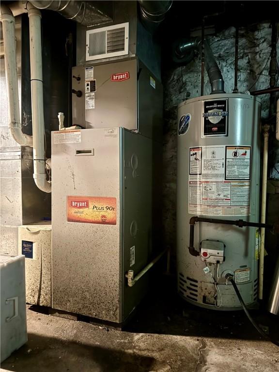 14 Sherman St, Bradford-City, PA 16701 - utility room with water heater and heating unit
