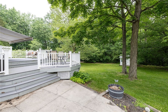 208 Blackwell Ln, Henrietta, NY 14467 - view of grassy yard featuring a deck and a patio area