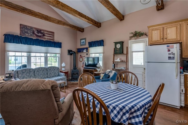 6685 State Route 26, Martinsburg, NY 13404 - dining area with a wood stove and wood finished floors