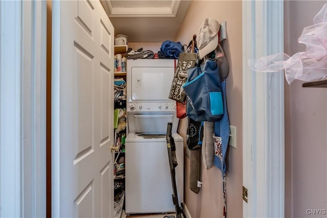 6685 State Route 26, Martinsburg, NY 13404 - laundry room with estacked washer and dryer and attic access