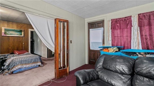 2009 Seneca St, Buffalo, NY 14210 - carpeted bedroom featuring wood walls