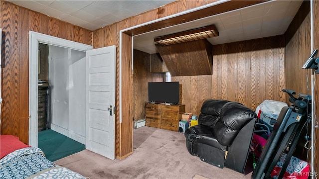 2009 Seneca St, Buffalo, NY 14210 - bedroom featuring wood walls and carpet floors