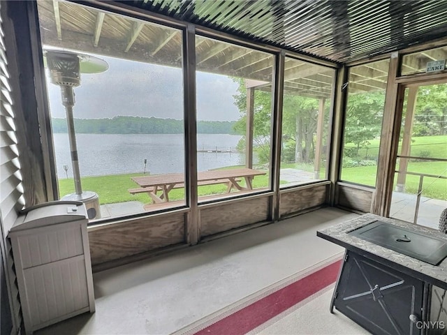 7530 Song Lake Rd, Preble, NY 13159 - unfurnished sunroom with a water view and plenty of natural light