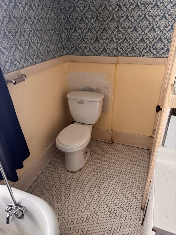 94 Wetmore Park, Rochester, NY 14606 - bathroom with wallpapered walls and tile patterned flooring