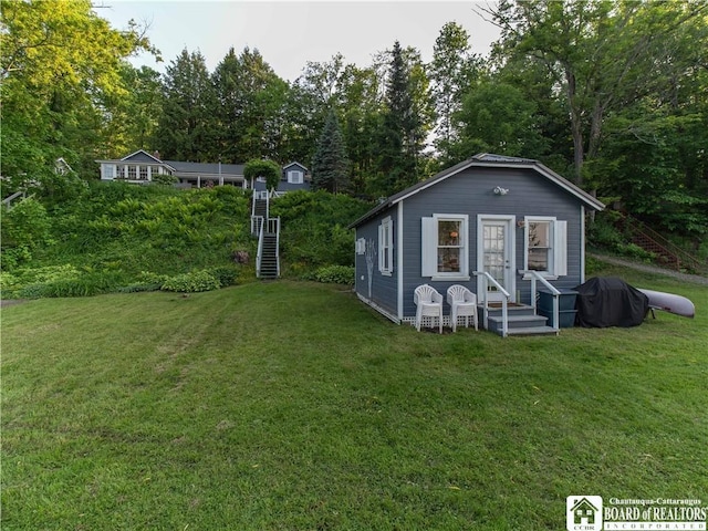 4896 Ashville Bay Rd, North Harmony, NY 14710 - view of outdoor structure with view of wooded area