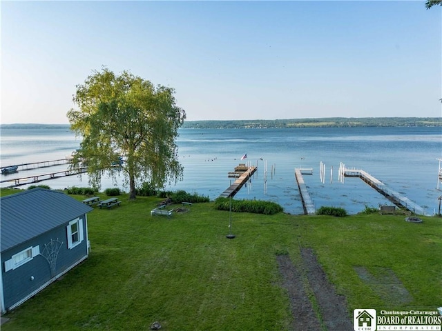 4896 Ashville Bay Rd, North Harmony, NY 14710 - water view featuring a boat dock