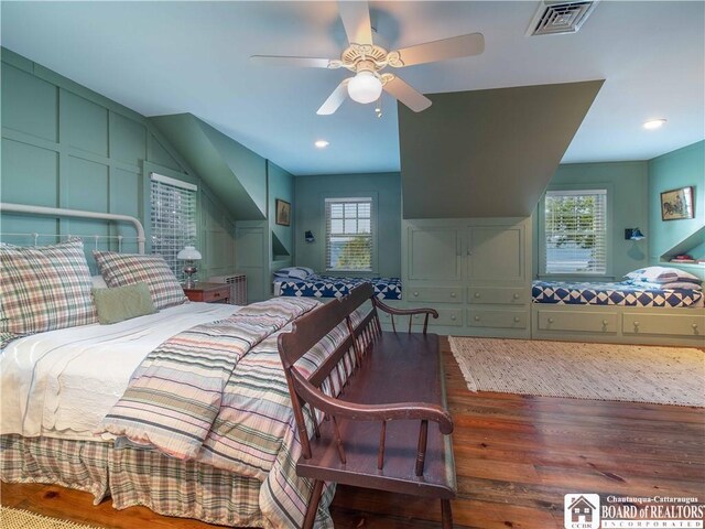 4896 Ashville Bay Rd, North Harmony, NY 14710 - bedroom with wood finished floors, recessed lighting, and a ceiling fan