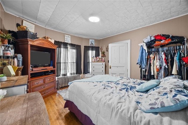 172 E 2nd St, Corning-City, NY 14830 - bedroom featuring wood finished floors, crown molding, and radiator