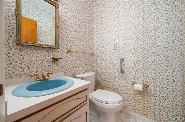 13 Dodd St, Whitestown, NY 13492 - half bathroom with tile patterned flooring, wallpapered walls, and vanity