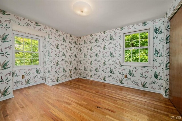 13 Dodd St, Whitestown, NY 13492 - empty room featuring light wood finished floors and wallpapered walls