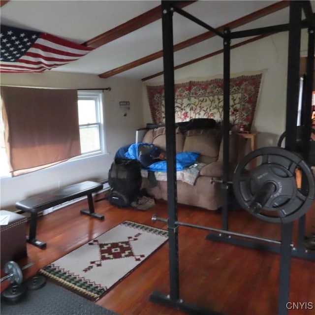3903 Lafayette Rd, Lafayette, NY 13078 - exercise area featuring wood finished floors
