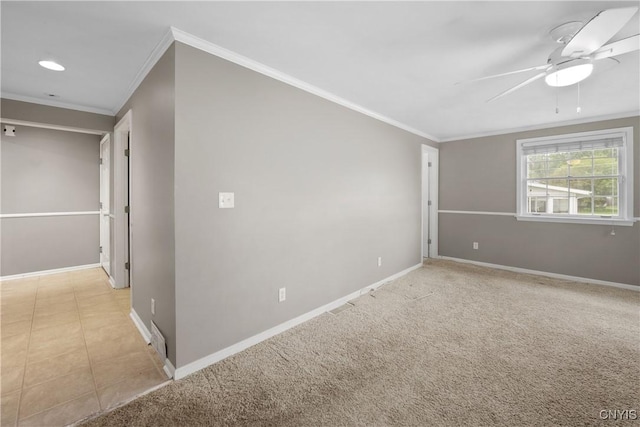 7698 Anchor Dr, Clay, NY 13090 - empty room featuring crown molding, ceiling fan, and carpet