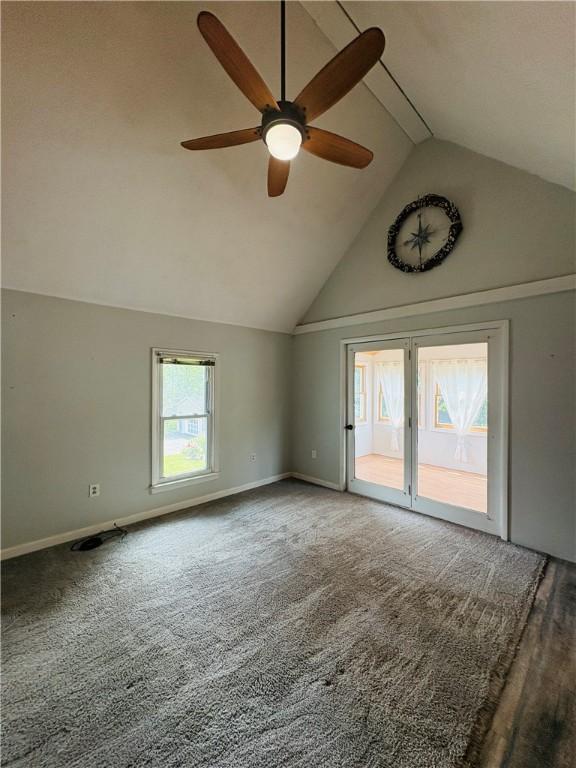 216 W William St Unit 201, Corning-City, NY 14830 - carpeted spare room featuring ceiling fan and high vaulted ceiling