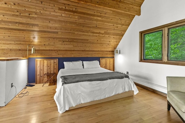 8 Small Rd, Middletown, NY 12455 - bedroom featuring a baseboard radiator, lofted ceiling, wooden ceiling, and wood finished floors