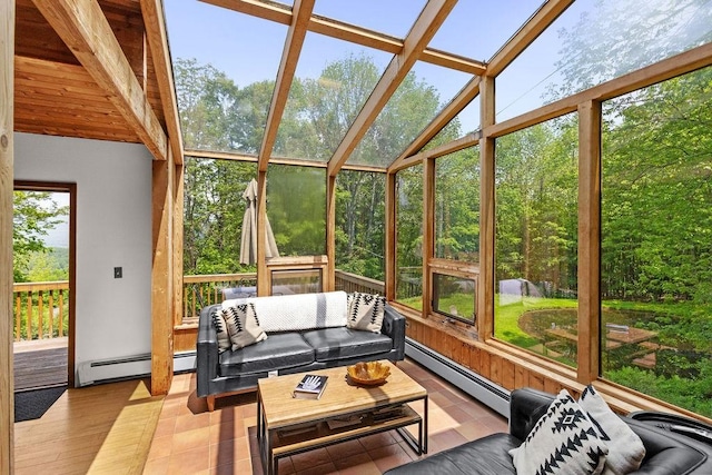 8 Small Rd, Middletown, NY 12455 - sunroom / solarium featuring baseboard heating and lofted ceiling