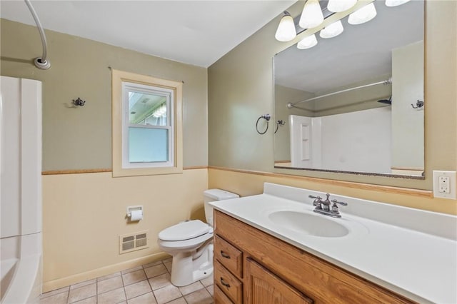 130 Quay Dr, Irondequoit, NY 14617 - bathroom with vanity, tile patterned floors, and shower / bath combination
