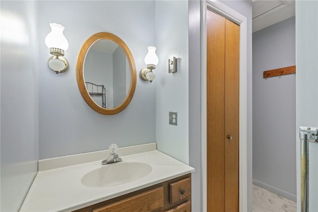 130 Quay Dr, Irondequoit, NY 14617 - bathroom featuring vanity and marble look tile flooring