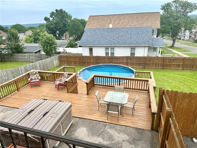407 Pleasant St, Utica, NY 13501 - deck with a fenced backyard and outdoor dining area