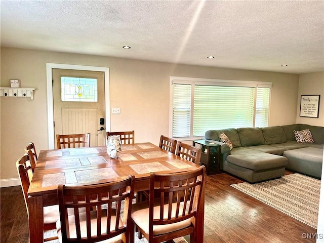 407 Pleasant St, Utica, NY 13501 - dining area featuring healthy amount of natural light, a textured ceiling, wood finished floors, and recessed lighting