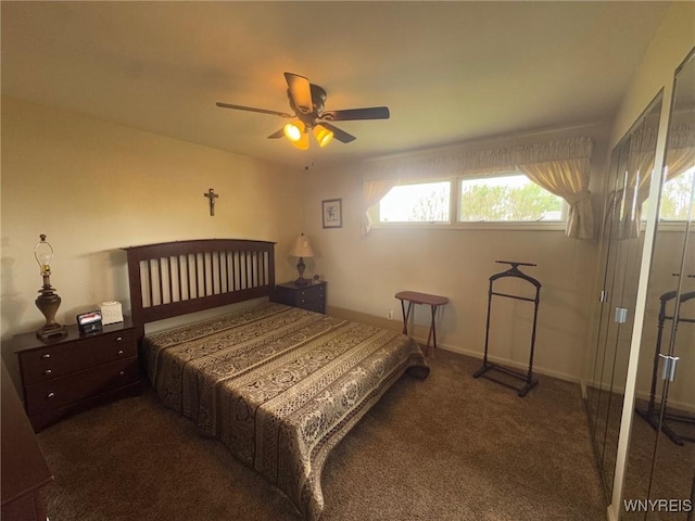 66 Fairlane Ave, Tonawanda-Town, NY 14150 - bedroom with dark carpet and ceiling fan