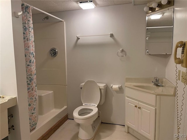 201 Sayles St, Oneida-Inside, NY 13421 - full bathroom featuring vanity, curtained shower, and tile patterned flooring