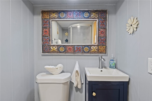 3 Harbour Ln, South Bristol, NY 14424 - bathroom featuring a decorative wall, vanity, and an enclosed shower