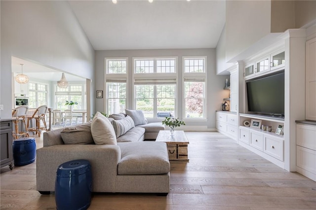 15 Cathedral Oaks, Perinton, NY 14450 - living area featuring high vaulted ceiling and light wood-style flooring
