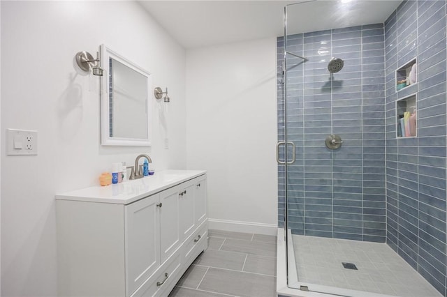 15 Cathedral Oaks, Perinton, NY 14450 - full bath with a shower stall, vanity, and tile patterned floors