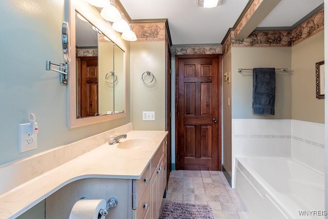 11544 Howe Rd, Newstead, NY 14001 - full bathroom with a garden tub, vanity, and stone tile floors