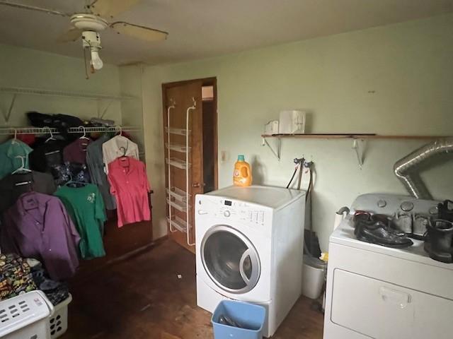 3013 Robins St, Union, NY 13760 - washroom with washer and dryer and a ceiling fan