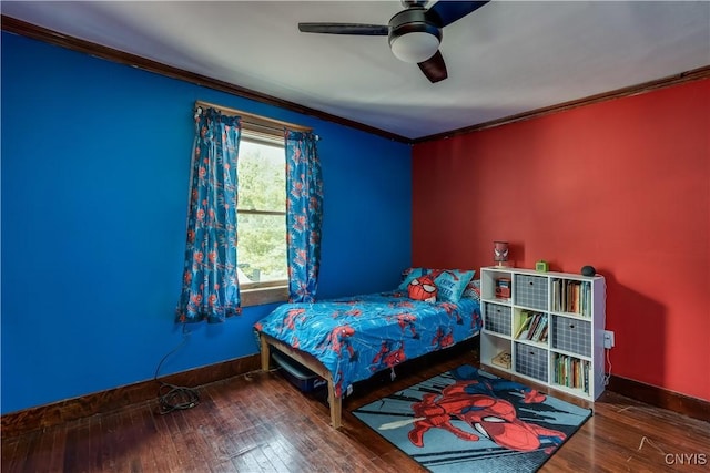 302 N James St, Wilna, NY 13619 - bedroom featuring ornamental molding, wood finished floors, and a ceiling fan