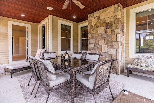 3389 Long Shadow Dr, Lysander, NY 13027 - view of patio featuring a ceiling fan and outdoor dining area