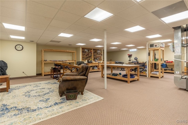 3389 Long Shadow Dr, Lysander, NY 13027 - living area with carpet and a drop ceiling