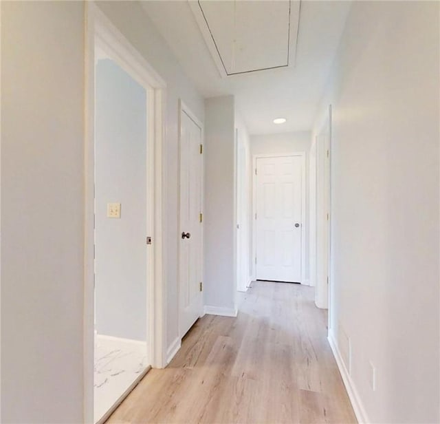106 Woodsview, Erwin, NY 14870 - corridor featuring attic access and light wood-style flooring