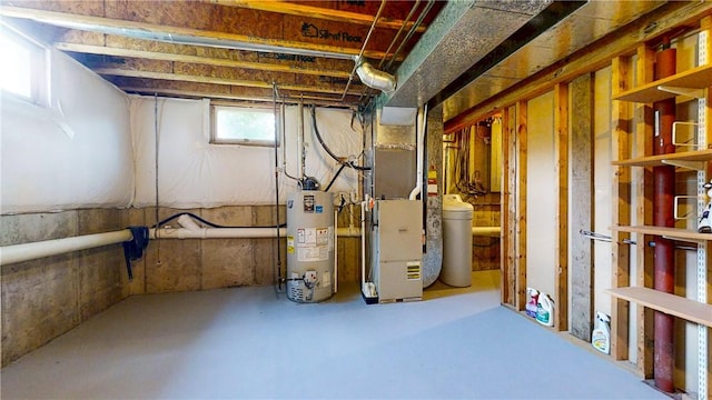 106 Woodsview, Erwin, NY 14870 - below grade area featuring water heater, heating unit, and a water softener system