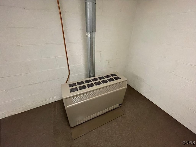 8054 Sand Pond Rd, Greig, NY 13343 - detailed view of heating unit and concrete block wall
