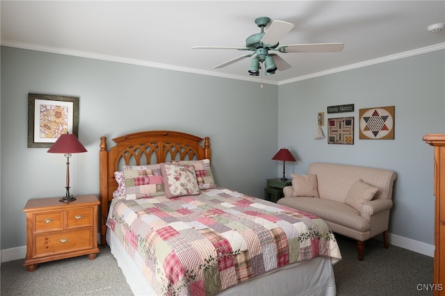 23986 Smith Rd, Alexandria, NY 13607 - bedroom featuring light colored carpet, ornamental molding, and ceiling fan