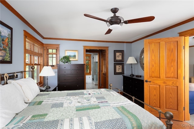 23986 Smith Rd, Alexandria, NY 13607 - bedroom with ornamental molding, wood finished floors, and connected bathroom