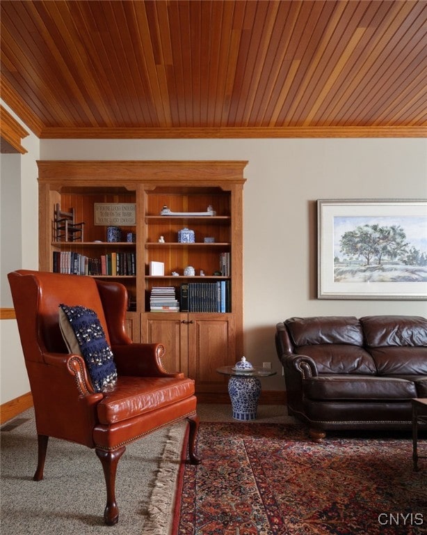 23986 Smith Rd, Alexandria, NY 13607 - sitting room featuring ornamental molding and wooden ceiling