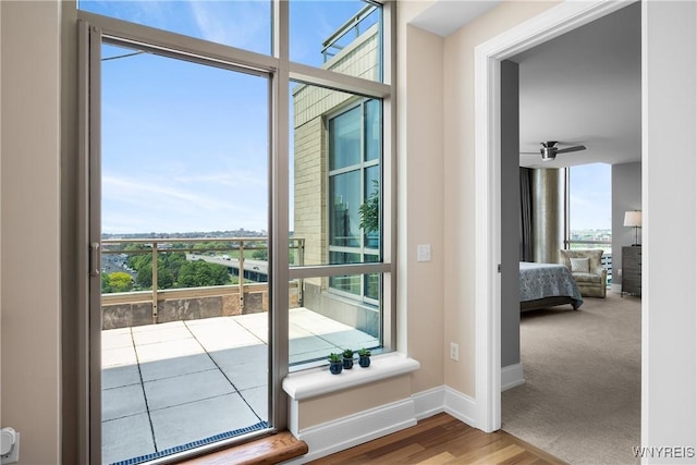 132 Lakefront Blvd Unit 804, Buffalo, NY 14202 - entryway with ceiling fan and wood finished floors