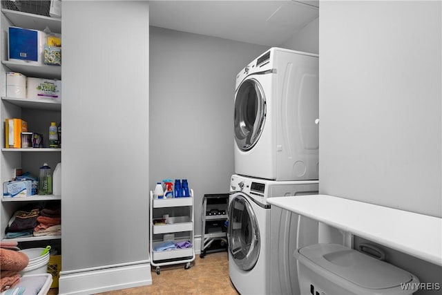 132 Lakefront Blvd Unit 804, Buffalo, NY 14202 - washroom featuring stacked washer / dryer