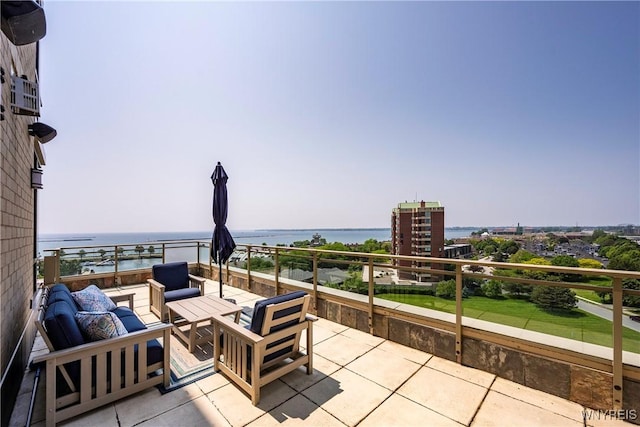 132 Lakefront Blvd Unit 804, Buffalo, NY 14202 - view of patio with an outdoor hangout area and a water view