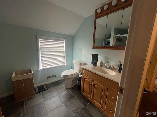 60 Cambridge Rd, Whitestown, NY 13492 - bathroom featuring vanity, lofted ceiling, and tile patterned floors